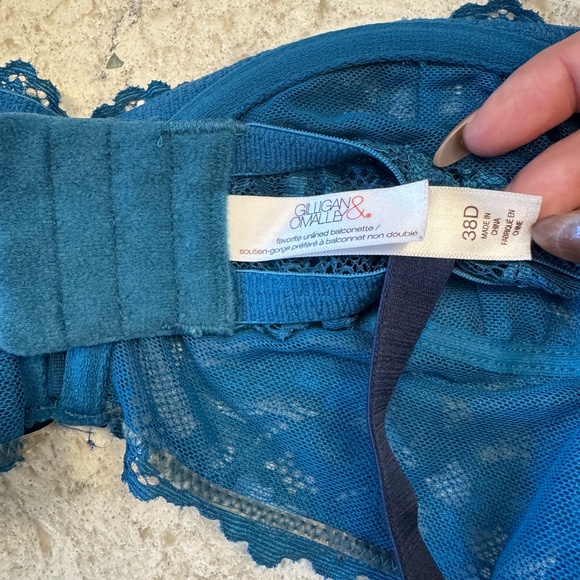 Women's Gilligan & O'Malley 38D  aqua blue lace sheer bra - Picture 12 of 14